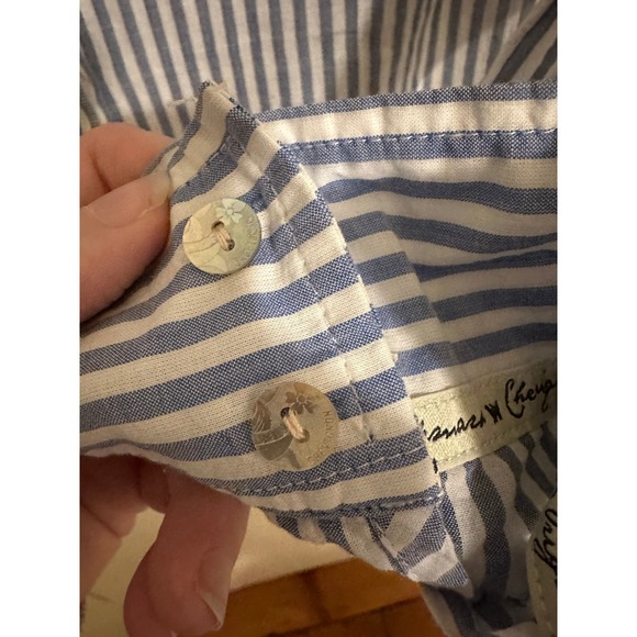 Chevignon Women Blue White Stripe Button Down Shirt Size M Casual Top - Picture 6 of 8